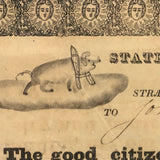 Wonderful 1833 Sandborn NH Award of Hogreeve (manager of stray swine) to John Deerborn (with Hand-drawn Pig)