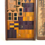 Very Scarce c. 1870s-80s E.U. Kinsey Building Blocks Set with Stained Glass Window Frames