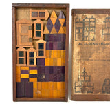 Very Scarce c. 1870s-80s E.U. Kinsey Building Blocks Set with Stained Glass Window Frames