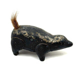 Charming Old Folk Art Clay Skunk with Bristle Tail