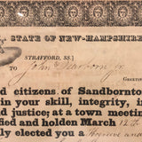 Wonderful 1833 Sandborn NH Award of Hogreeve (manager of stray swine) to John Deerborn (with Hand-drawn Pig)