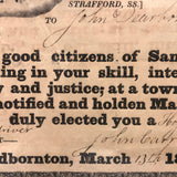 Wonderful 1833 Sandborn NH Award of Hogreeve (manager of stray swine) to John Deerborn (with Hand-drawn Pig)