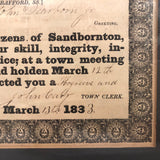 Wonderful 1833 Sandborn NH Award of Hogreeve (manager of stray swine) to John Deerborn (with Hand-drawn Pig)