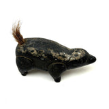 Charming Old Folk Art Clay Skunk with Bristle Tail