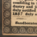 Wonderful 1833 Sandborn NH Award of Hogreeve (manager of stray swine) to John Deerborn (with Hand-drawn Pig)