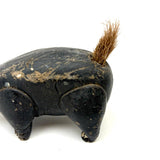 Charming Old Folk Art Clay Skunk with Bristle Tail