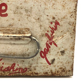 Old Hand-painted Ice Fishing Box with Excellent Red Lettering