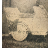 Man in Hat with Folk Art Car, Perfectly Scratchy and Atmospheric Antique Tintype