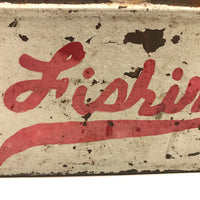 Old Hand-painted Ice Fishing Box with Excellent Red Lettering