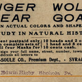 Tiger (Bear Wolf Goat), Great Graphics None Such Novelty Masks Antique Advertising Blotter