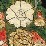 Later 19th C. Flowers in Urn Reverse Glass Tinsel Painting