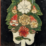 Later 19th C. Flowers in Urn Reverse Glass Tinsel Painting