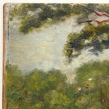 Late 19th Century Louis Lamboley (French) Oil on Wood Tree Filled Landscape