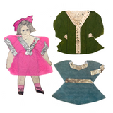 Fabulous Hand-drawn Paper Doll in Hot Pink and Silver Foil Dress (Plus 2 More Outfits)