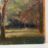 Late 19th Century Louis Lamboley (French) Oil on Wood Tree Filled Landscape