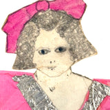 Fabulous Hand-drawn Paper Doll in Hot Pink and Silver Foil Dress (Plus 2 More Outfits)