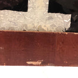 Later 19th C. Flowers in Urn Reverse Glass Tinsel Painting