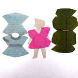 Fabulous Hand-drawn Paper Doll in Hot Pink and Silver Foil Dress (Plus 2 More Outfits)