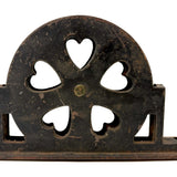 Antique Cast Iron Mounting Pulley with Rotating Hearts!