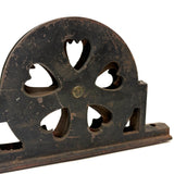 Antique Cast Iron Mounting Pulley with Rotating Hearts!