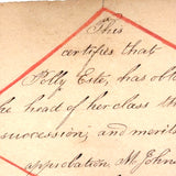Polly Este's Rewards of Merit, Southborough, MA, 1827!