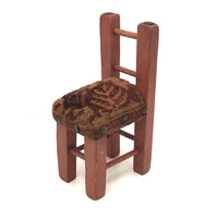 Sweet Old Folk Art Upholstered Miniature Chair / Pin Cushion