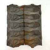 Antique Cast Iron Two Part Row of Hands Mold