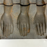 Antique Cast Iron Two Part Row of Hands Mold