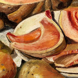 Vintage Folk Art Still Life Painting with Meat-like Melon Slices Signed J. Colville