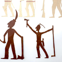 Wonderful Antique Homemade Cut Ledger Paper Warriors