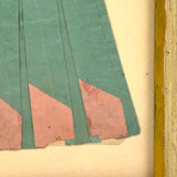 Beautifully Crafted and Graphically Satisfying 1880s Pleated Paper Doll Dress in Old Painted Frame, As Found