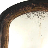Antique Rounded Top Wooden Frame with Distressed Mirror and Wood Panel Back