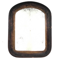 Antique Rounded Top Wooden Frame with Distressed Mirror and Wood Panel Back