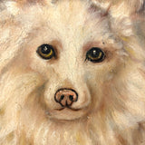 Papillon in Dog House, Oil on Panel Folk Art Painting by Angie Montgomery, 1918, Age 84