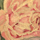 Moody Pink Roses with Perfect Cracquleure, Antique Oil on Canvas Painting