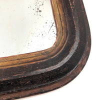 Antique Rounded Top Wooden Frame with Distressed Mirror and Wood Panel Back
