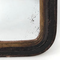 Antique Rounded Top Wooden Frame with Distressed Mirror and Wood Panel Back