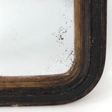 Antique Rounded Top Wooden Frame with Distressed Mirror and Wood Panel Back