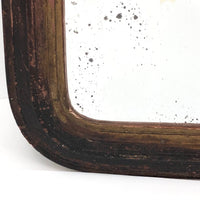 Antique Rounded Top Wooden Frame with Distressed Mirror and Wood Panel Back