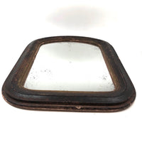 Antique Rounded Top Wooden Frame with Distressed Mirror and Wood Panel Back