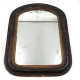Antique Rounded Top Wooden Frame with Distressed Mirror and Wood Panel Back