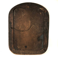 Antique Rounded Top Wooden Frame with Distressed Mirror and Wood Panel Back
