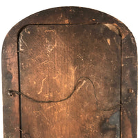 Antique Rounded Top Wooden Frame with Distressed Mirror and Wood Panel Back