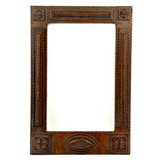 Great Antique Tramp Art Frame with All Seeing Eye (?) and Original Glass