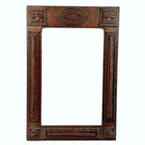 Great Antique Tramp Art Frame with All Seeing Eye (?) and Original Glass