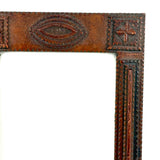 Great Antique Tramp Art Frame with All Seeing Eye (?) and Original Glass
