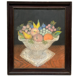 Wonderful Wedding Present Pastel Bowl of Fruit by Great Aunt Mollie, c. 1919, At Age 81