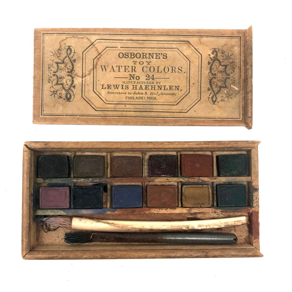 Osborne American "Toy Watercolor Set No. 24", Manufactured by Lewis Haehnlen. c. 1860s