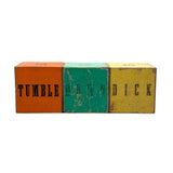 Tumble Down Dick, Three Mysterious Paper Litho Covered Blocks, As Found