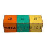 Tumble Down Dick, Three Mysterious Paper Litho Covered Blocks, As Found